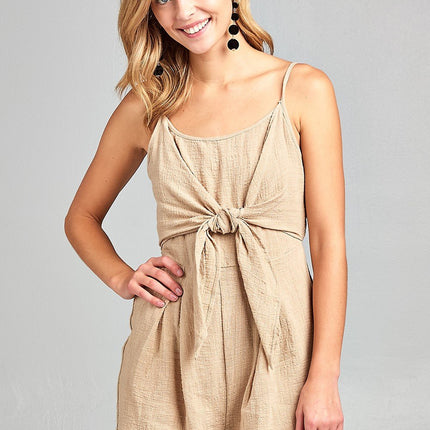 Women's Front Tie Tank Romper with Open back