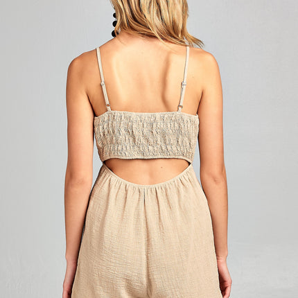 Women's Front Tie Tank Romper with Open back