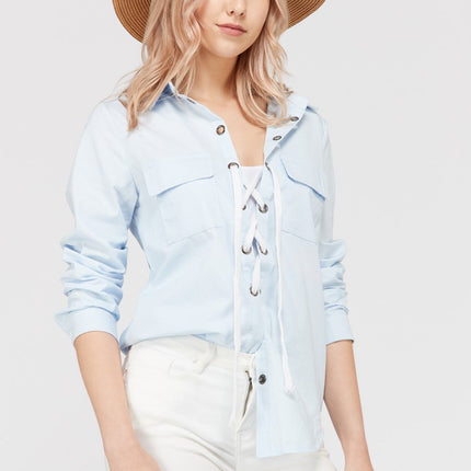 Women's Lace Up Blouse Top