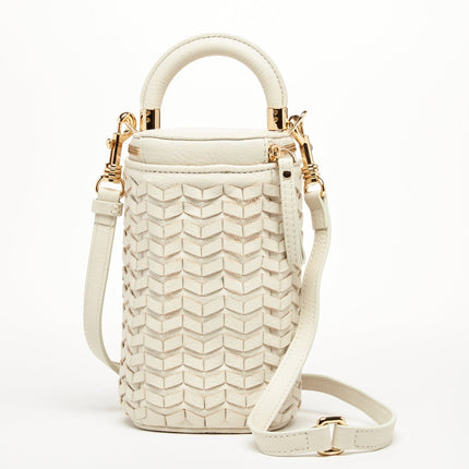 Elsa Basket Weave Leather Bag Off-white