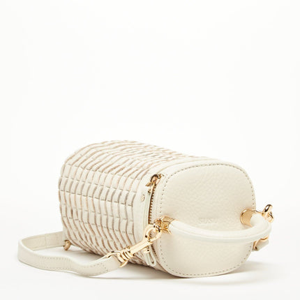 Elsa Basket Weave Leather Bag Off-white