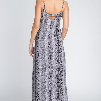 Women's Snakeskin Print Maxi Tank Dress