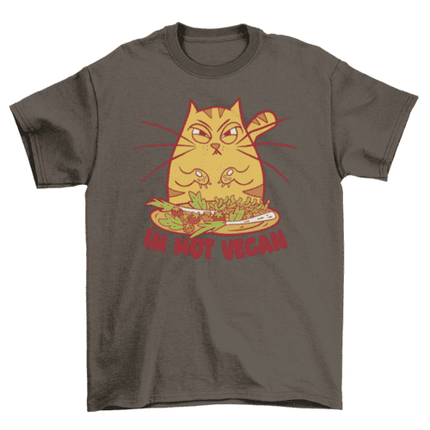 Angry cartoon cat with vegetables t-shirt