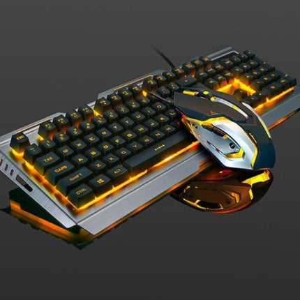 Ninja Dragons Tungsten Gold Metal Frame Gaming Keyboard and Mouse Set